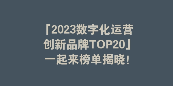 「2023数字化运营创新品牌TOP20」一起来榜单揭晓！-海豚优课