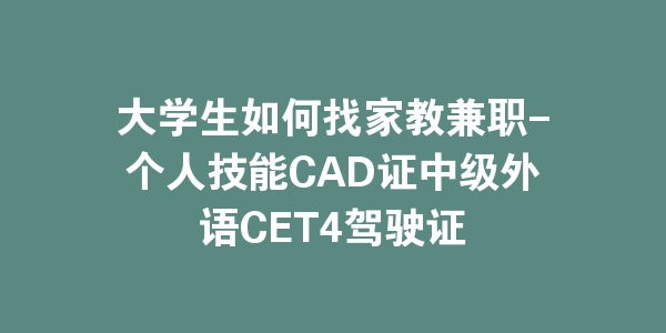 大学生如何找家教兼职-个人技能CAD证中级外语CET4驾驶证-海豚优课